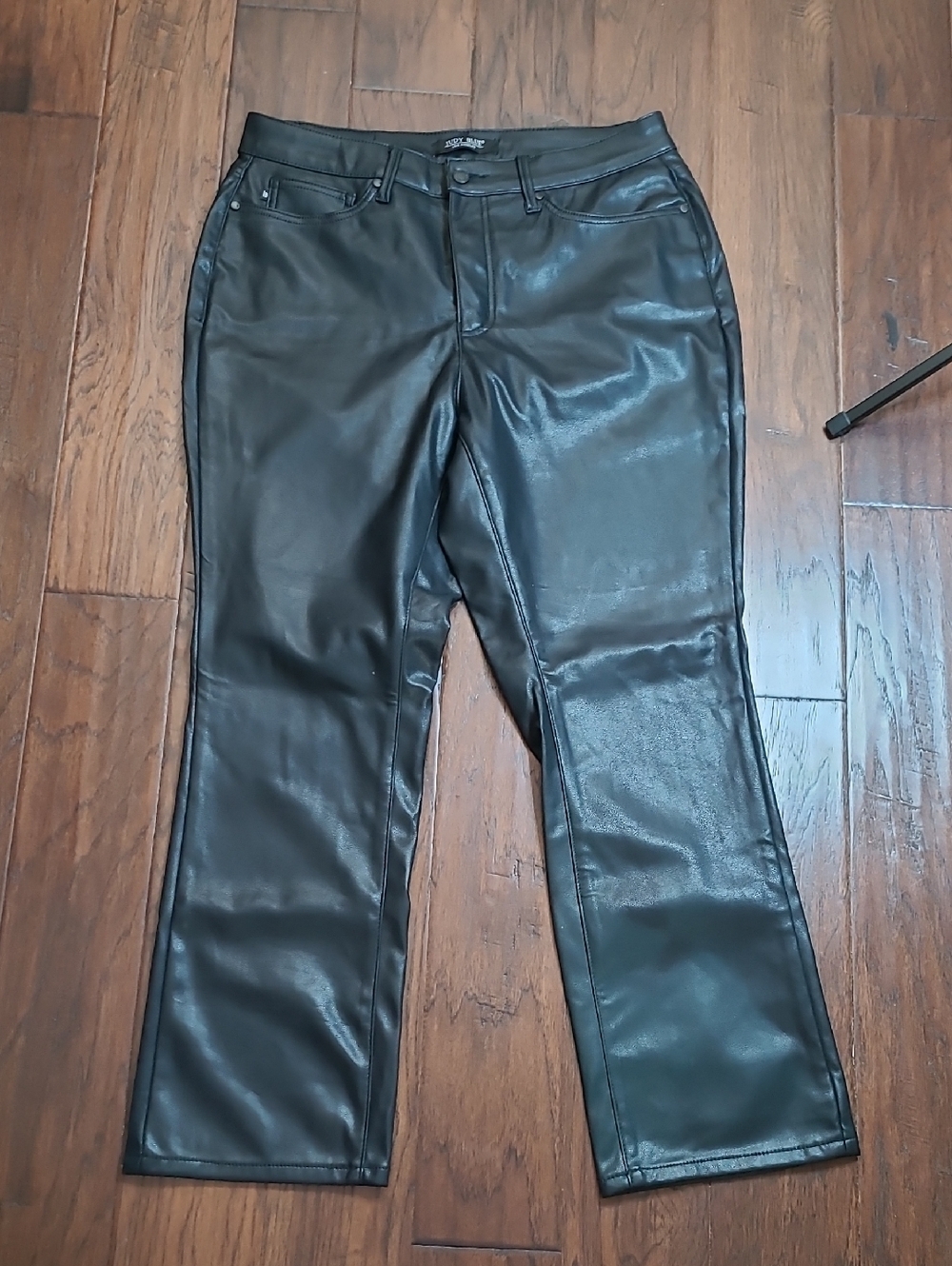 Judy Blue Black Faux Leather Straight Leg Pants size 14W